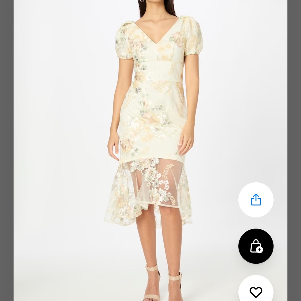 Ch Chi London, Pastel Yellow, Floral, Puffed Sleeved
